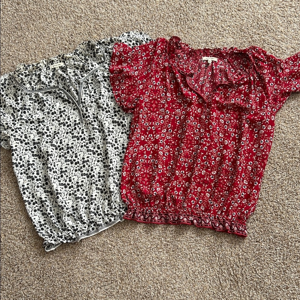Max Studio (2) Red and Black Floral Blouses